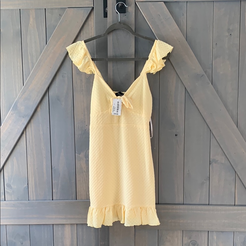 Yellow Eyelet Ruffle Sleeve Dress NWT